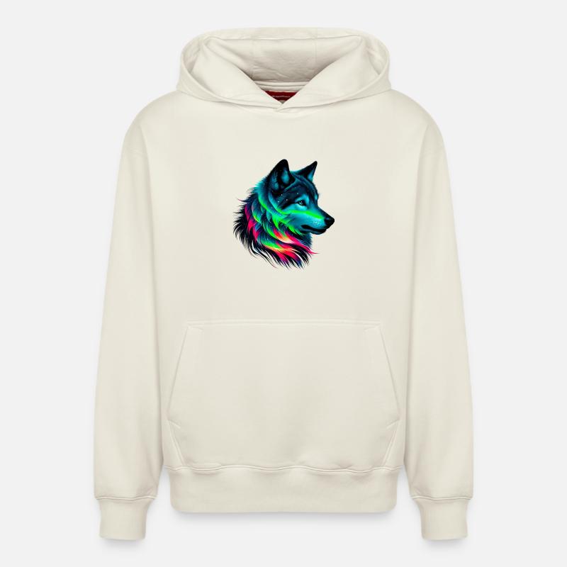Loup - Sweat à capuche unisexe décontracté en coton biologique – de SPREAD - blanc cassé