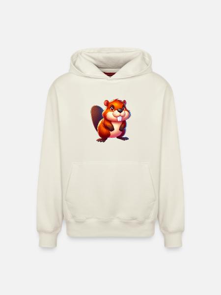 Castor - Sweat à capuche unisexe décontracté en coton biologique – de SPREAD - blanc cassé