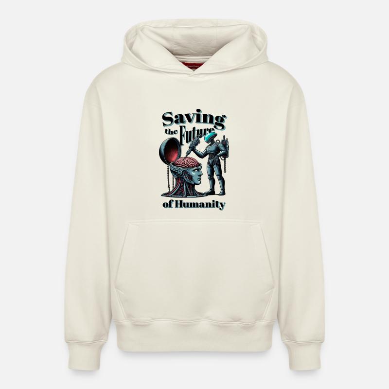 Sauver l’humanité - Sweat à capuche unisexe décontracté en coton biologique – de SPREAD - blanc cassé