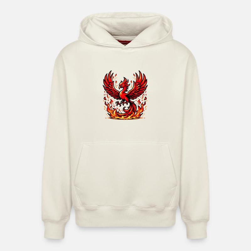 Roter Phönix - Relaxed Unisex Organic Hoodie – von SPREAD - Naturweiß