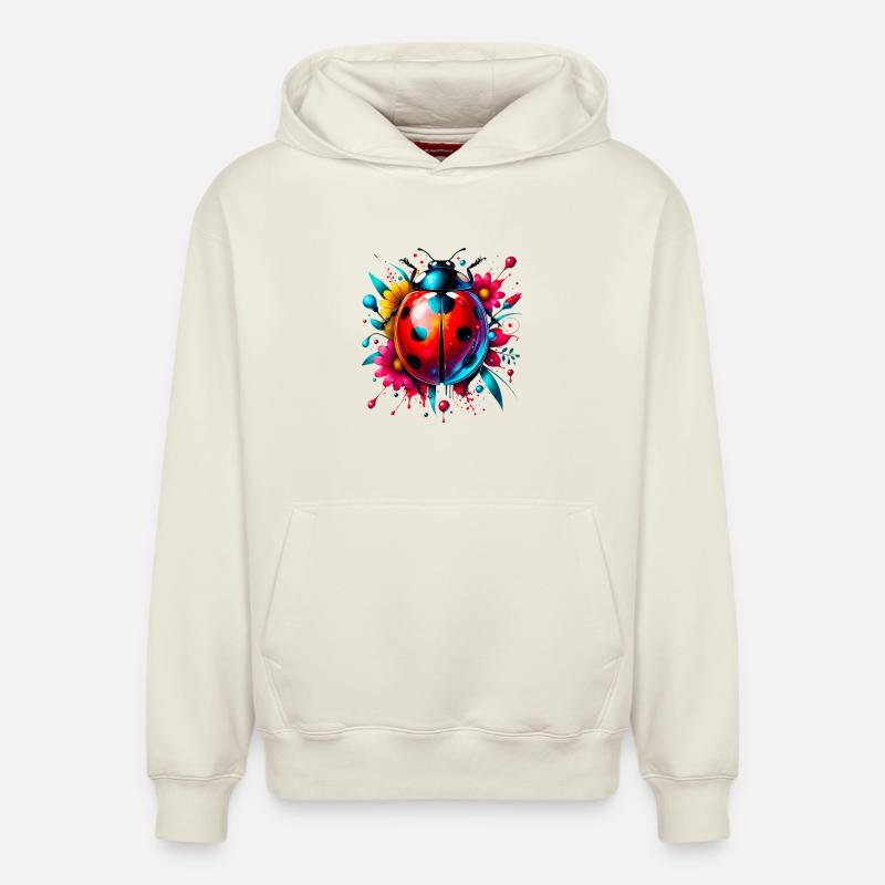 Coccinelle - Sweat à capuche unisexe décontracté en coton biologique – de SPREAD - blanc cassé