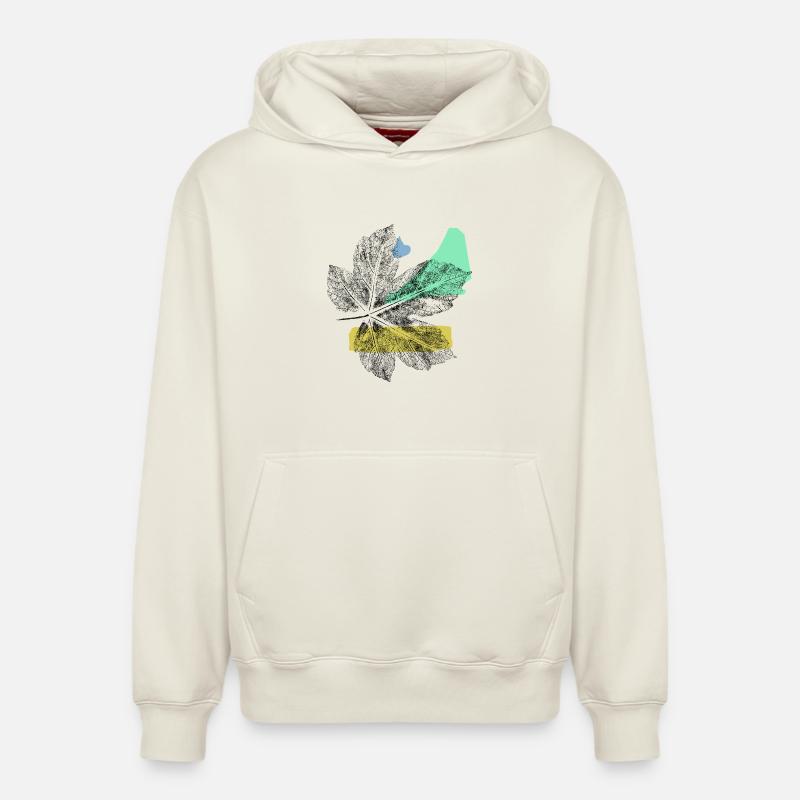 Feuille d’érable - Abstrake Art - Sweat à capuche unisexe décontracté en coton biologique – de SPREAD - blanc cassé