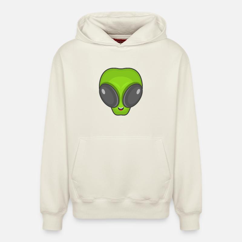 Tête d’extraterrestre verte - Sweat à capuche unisexe décontracté en coton biologique – de SPREAD - blanc cassé