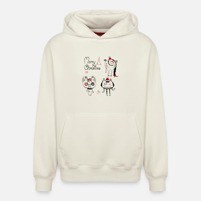 Monstres de Noël - Sweat à capuche unisexe décontracté en coton biologique – de SPREAD - blanc cassé