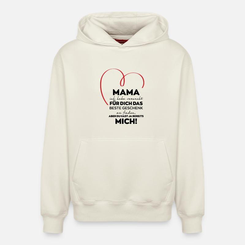 Maman Cadeau Drôle - Sweat à capuche unisexe décontracté en coton biologique – de SPREAD - blanc cassé