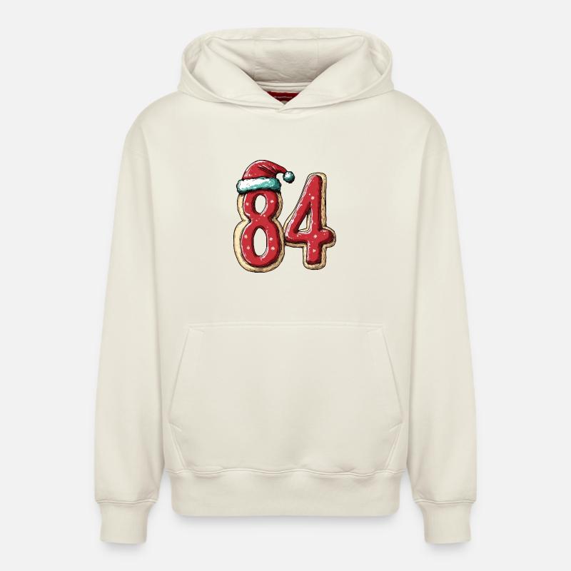 84 Numéro Biscuit Noël - Sweat à capuche unisexe décontracté en coton biologique – de SPREAD - blanc cassé