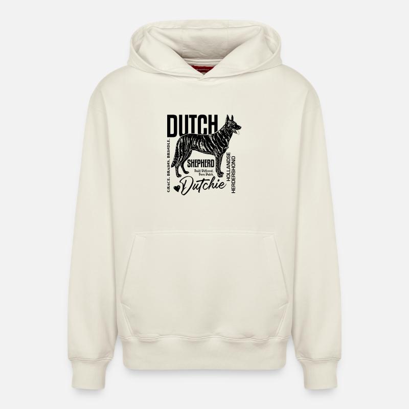 Luci - Debout-Côté Vue - Sweat à capuche unisexe décontracté en coton biologique – de SPREAD - blanc cassé