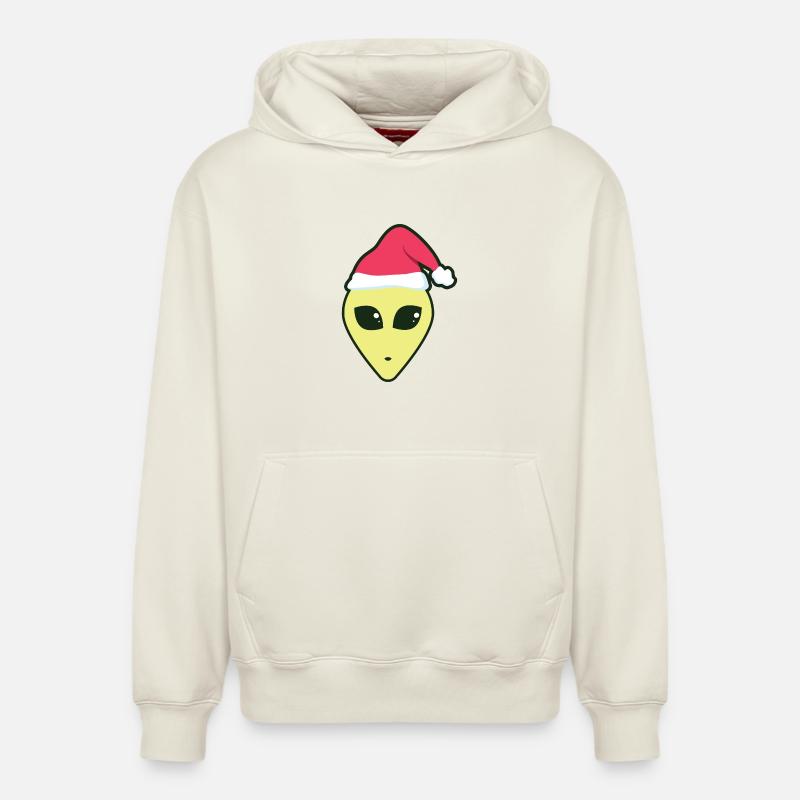 alien_santa - Sweat à capuche unisexe décontracté en coton biologique – de SPREAD - blanc cassé