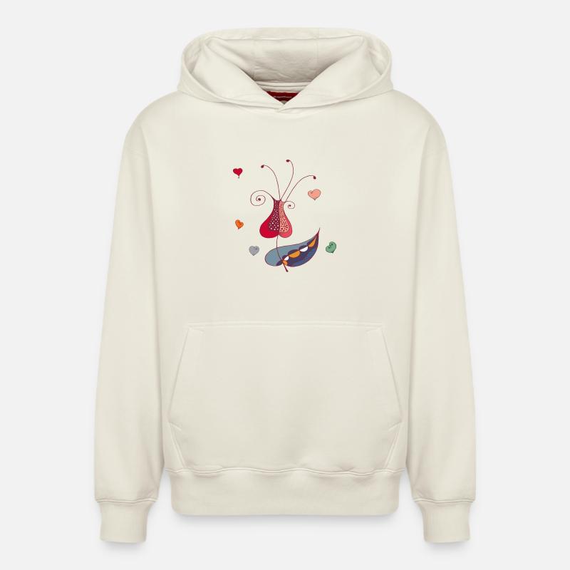 Fleur du Cœur - Sweat à capuche unisexe décontracté en coton biologique – de SPREAD - blanc cassé