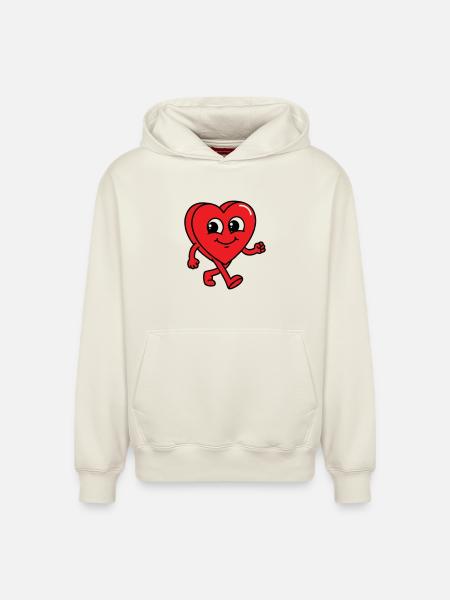 Walking Heart - Relaxed Unisex Organic Hoodie – by SPREAD - off white