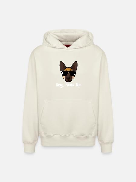 Hey Paws Up Deutscher Schäferhund-Design - Relaxed Unisex Organic Hoodie – von SPREAD - Naturweiß