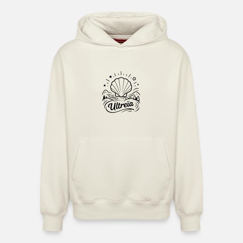 Ultreïa chemin de Saint-Jacques Compostelle - Sweat à capuche unisexe décontracté en coton biologique – de SPREAD - blanc cassé