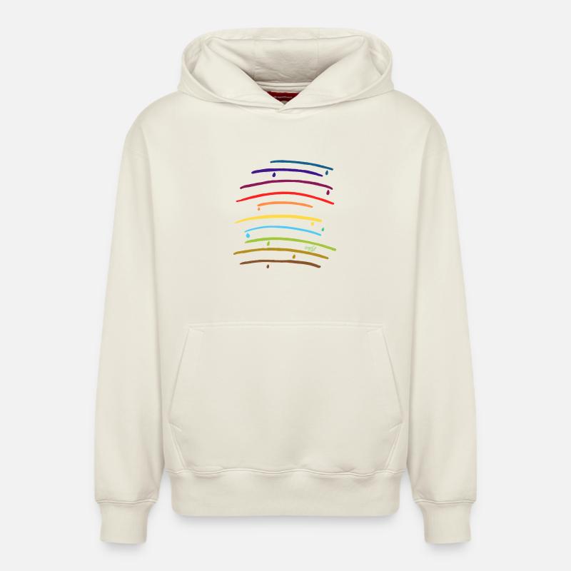 Arcs arc-en-ciel avec des gouttes - Sweat à capuche unisexe décontracté en coton biologique – de SPREAD - blanc cassé