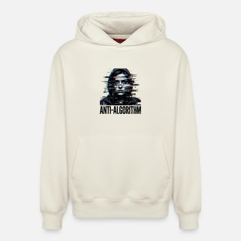 Anti Algorithm Digital - Relaxed Unisex Organic Hoodie – by SPREAD - off white