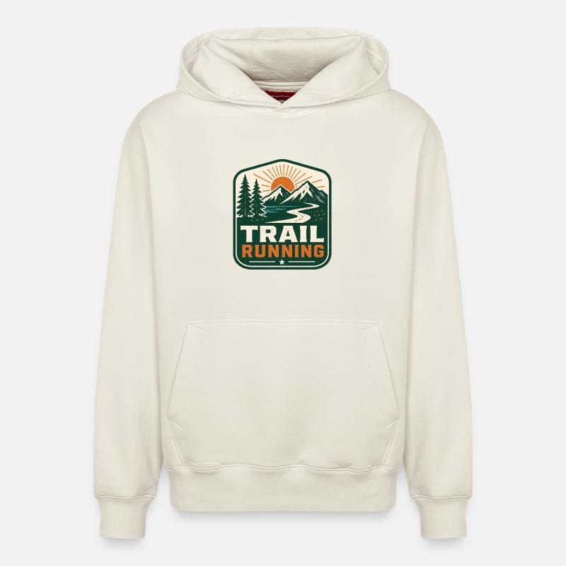 Trail running - Sweat à capuche unisexe décontracté en coton biologique – de SPREAD - blanc cassé