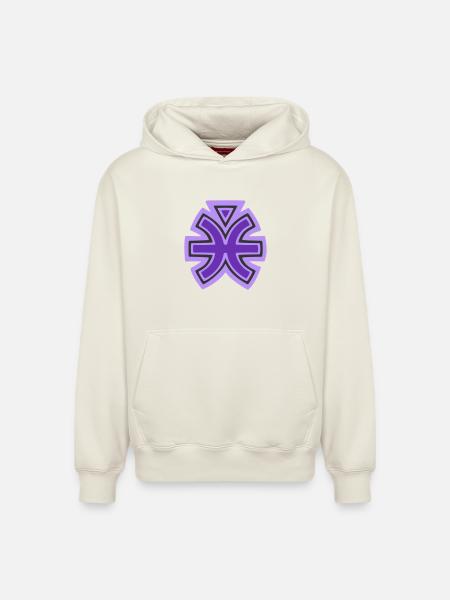 Pisces and Water Tribal Symbol - Relaxed Unisex Organic Hoodie – by SPREAD - off white