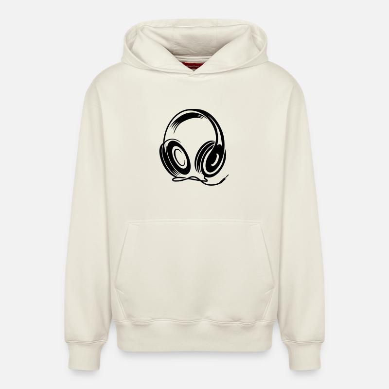 Kopfhörer mit Kabel im Stencil Stil - Relaxed Unisex Organic Hoodie – von SPREAD - Naturweiß