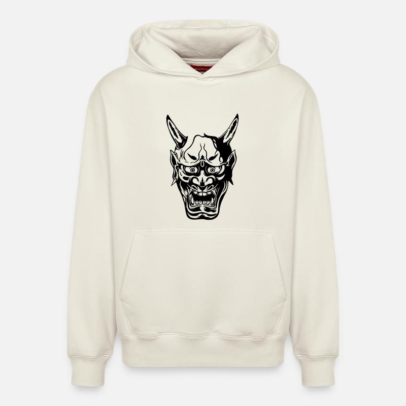Masque Hannya - Sweat à capuche unisexe décontracté en coton biologique – de SPREAD - blanc cassé