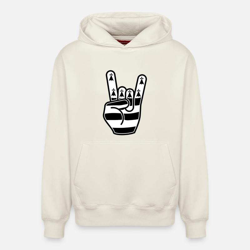Rock Breizh - Sweat à capuche unisexe décontracté en coton biologique – de SPREAD - blanc cassé