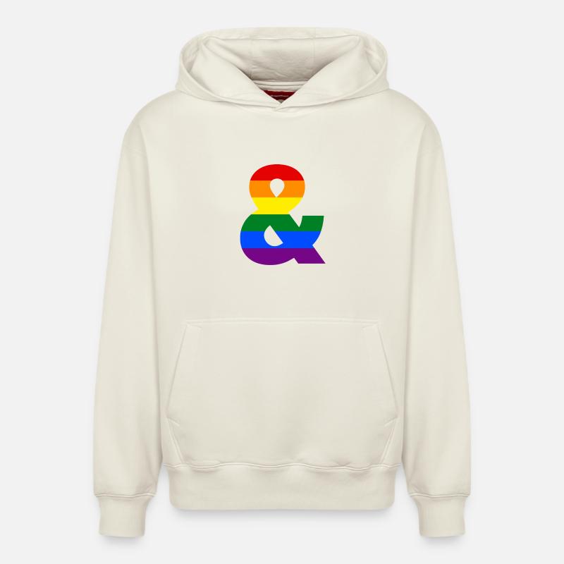 esperluette arc-en-ciel - Sweat à capuche unisexe décontracté en coton biologique – de SPREAD - blanc cassé