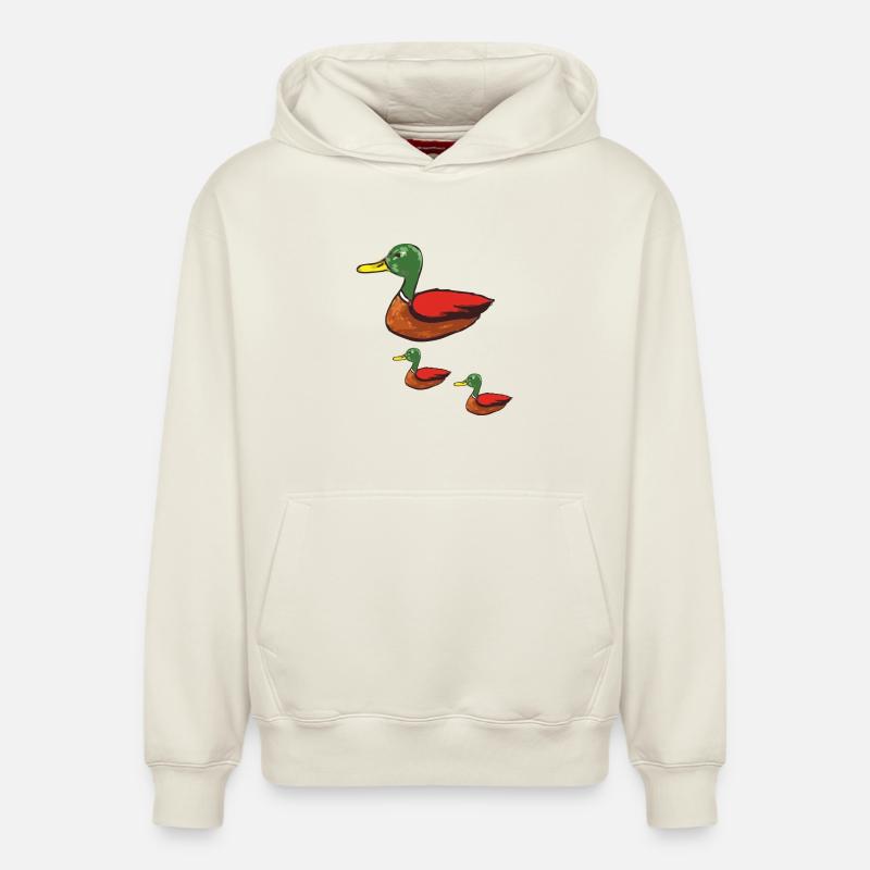 canard maman - Sweat à capuche unisexe décontracté en coton biologique – de SPREAD - blanc cassé