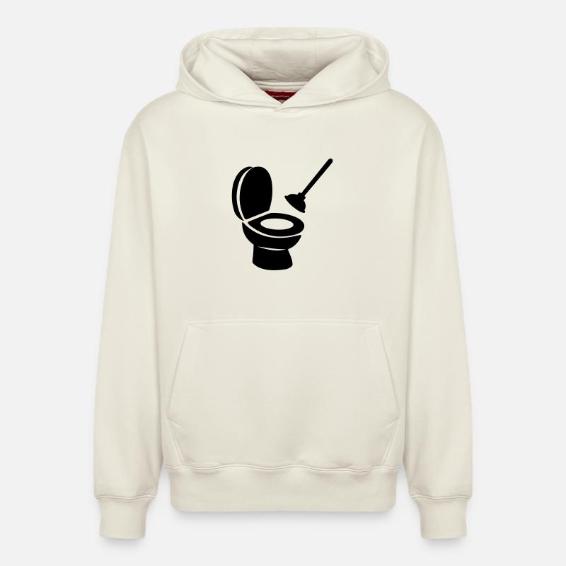 Toilettes avec débloqueur - Sweat à capuche unisexe décontracté en coton biologique – de SPREAD - blanc cassé