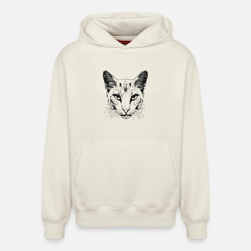 Chat 1 - Sweat à capuche unisexe décontracté en coton biologique – de SPREAD - blanc cassé