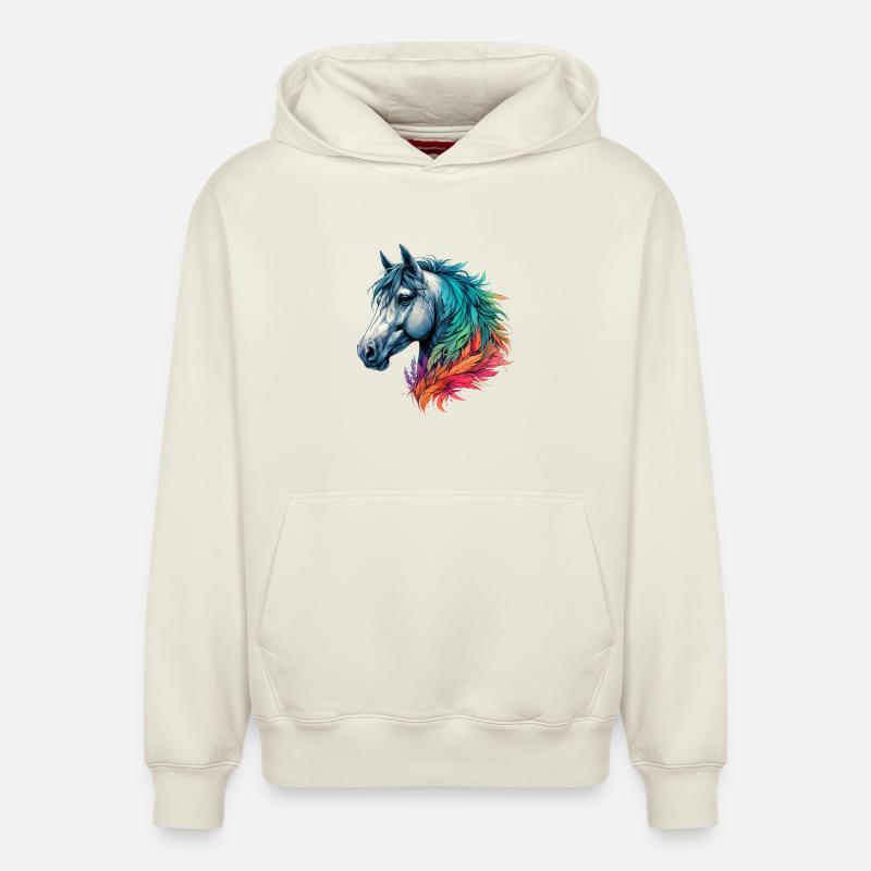 Cheval - Sweat à capuche unisexe décontracté en coton biologique – de SPREAD - blanc cassé