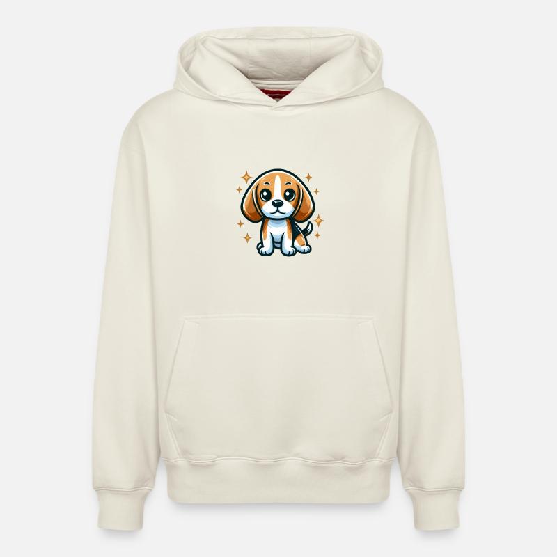 Chien Beagle Chibi - Sweat à capuche unisexe décontracté en coton biologique – de SPREAD - blanc cassé