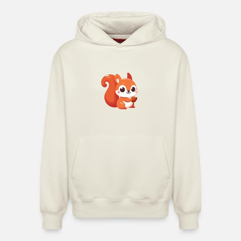 Chibi Ecureuil Kawaii - Sweat à capuche unisexe décontracté en coton biologique – de SPREAD - blanc cassé