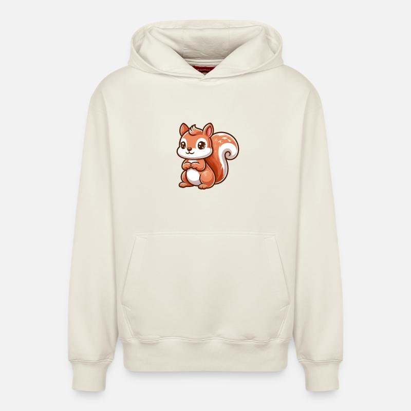 Écureuil caramel cartoon - Sweat à capuche unisexe décontracté en coton biologique – de SPREAD - blanc cassé