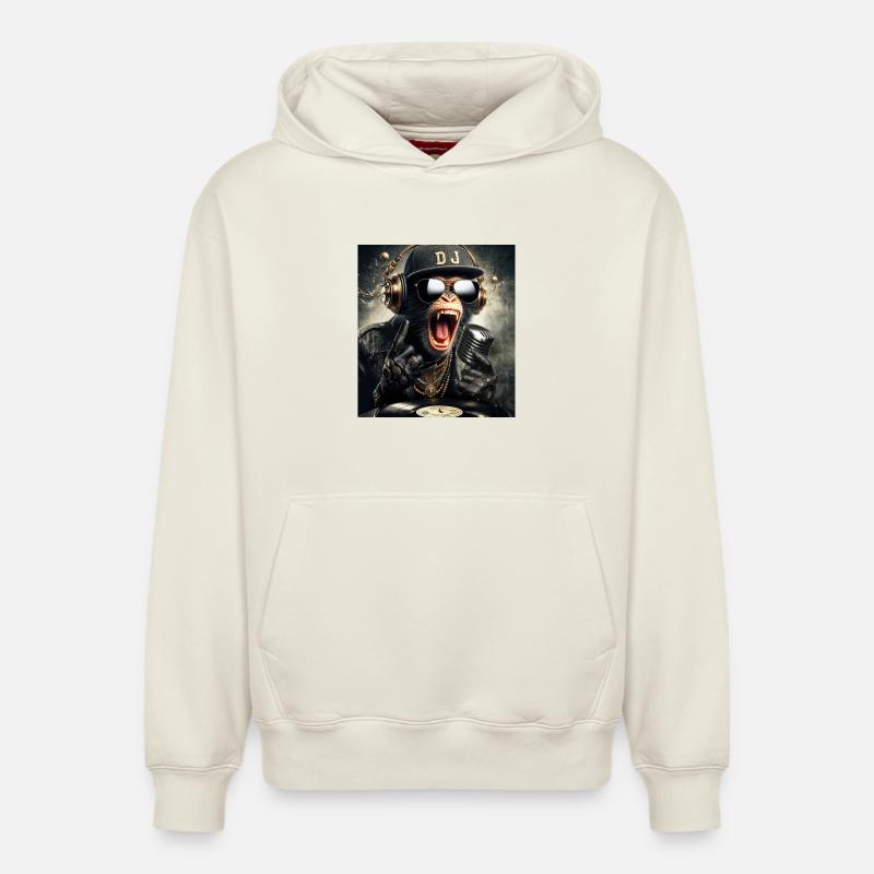Singe DJ - Sweat à capuche unisexe décontracté en coton biologique – de SPREAD - blanc cassé