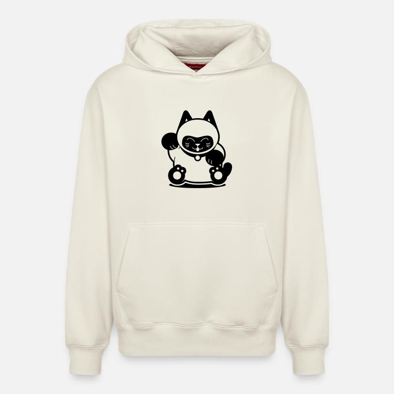 Chat de Siam - Sweat à capuche unisexe décontracté en coton biologique – de SPREAD - blanc cassé