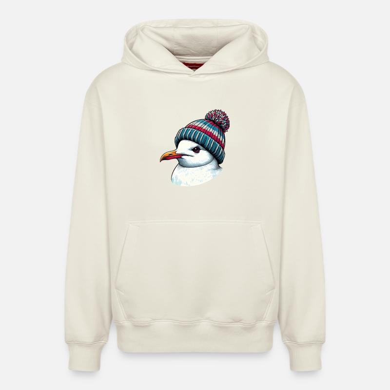 Mouette - Sweat à capuche unisexe décontracté en coton biologique – de SPREAD - blanc cassé