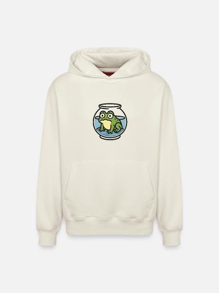 Frog in a Bowl - Relaxed Unisex Organic Hoodie – by SPREAD - off white