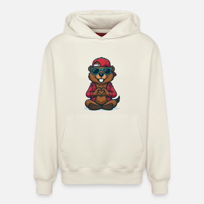Cool Heart Castor - Sweat à capuche unisexe décontracté en coton biologique – de SPREAD - blanc cassé