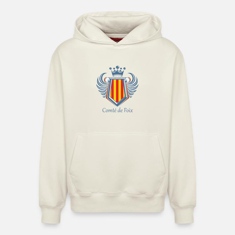Comté de foix - Sweat à capuche unisexe décontracté en coton biologique – de SPREAD - blanc cassé