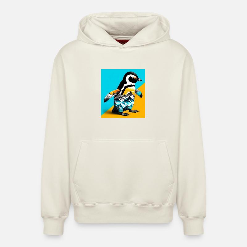 pingouin - Sweat à capuche unisexe décontracté en coton biologique – de SPREAD - blanc cassé