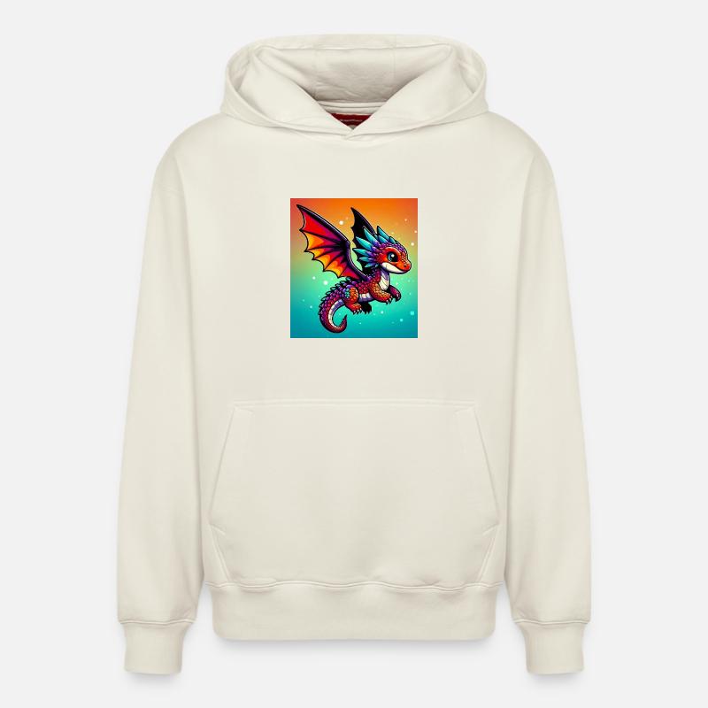dragon - Sweat à capuche unisexe décontracté en coton biologique – de SPREAD - blanc cassé
