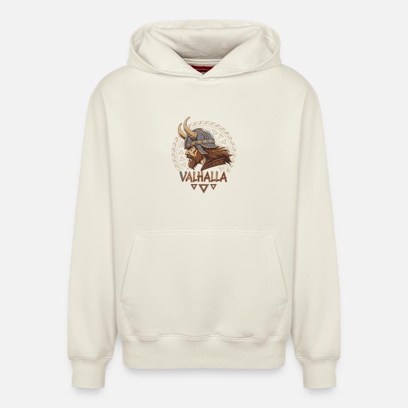 Viking Valhalla Casque Runique - Sweat à capuche unisexe décontracté en coton biologique – de SPREAD - blanc cassé