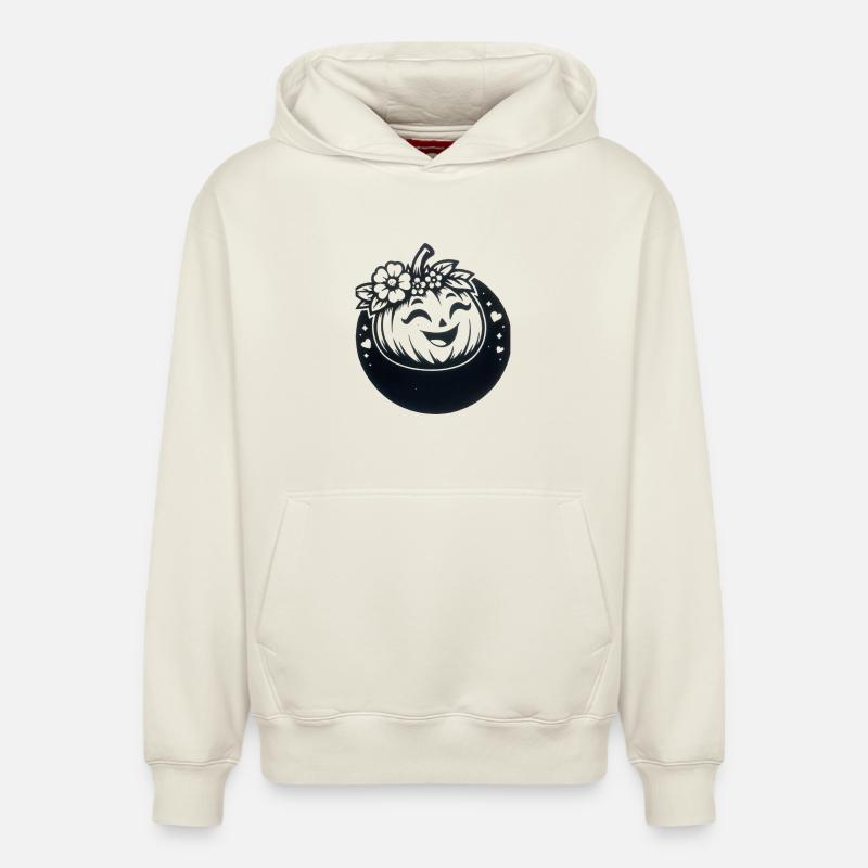citrouille amicale avec des fleurs - Sweat à capuche unisexe décontracté en coton biologique – de SPREAD - blanc cassé