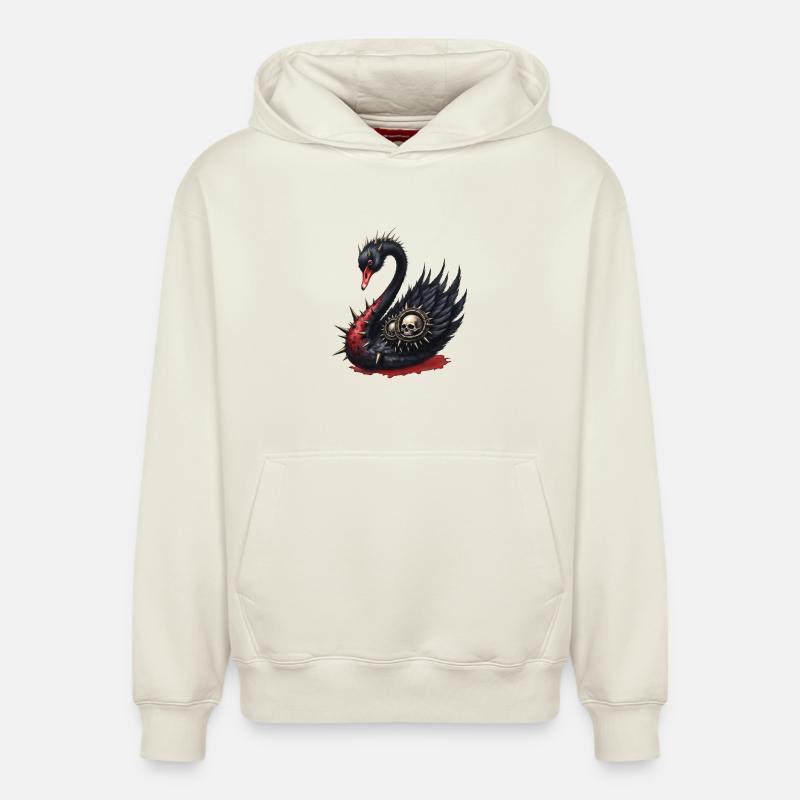 Crâne Épines Cygne - Sweat à capuche unisexe décontracté en coton biologique – de SPREAD - blanc cassé