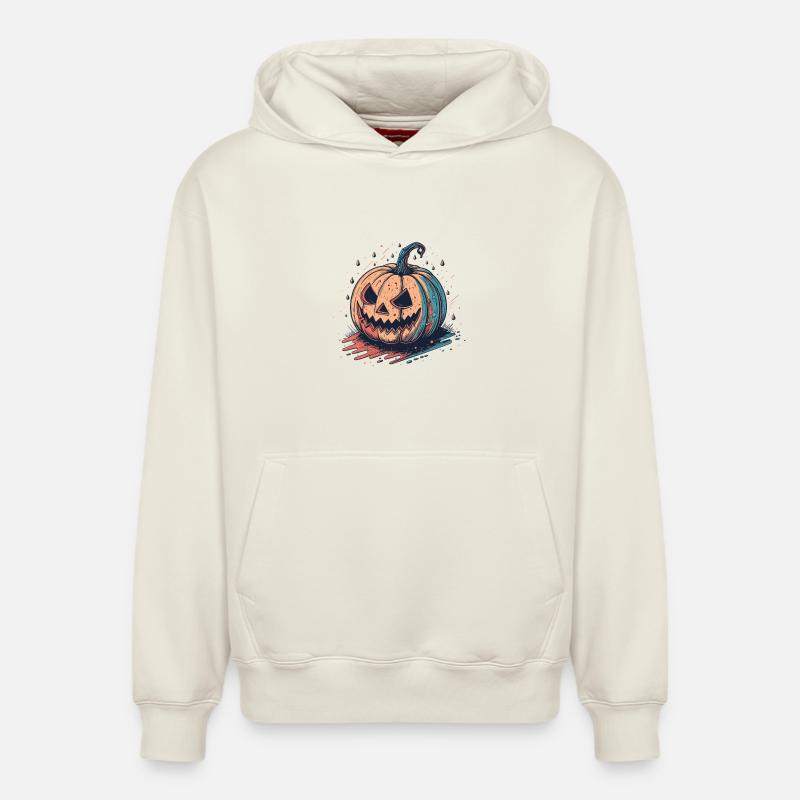 Citrouille Neon Halloween JackoLantern - Sweat à capuche unisexe décontracté en coton biologique – de SPREAD - blanc cassé