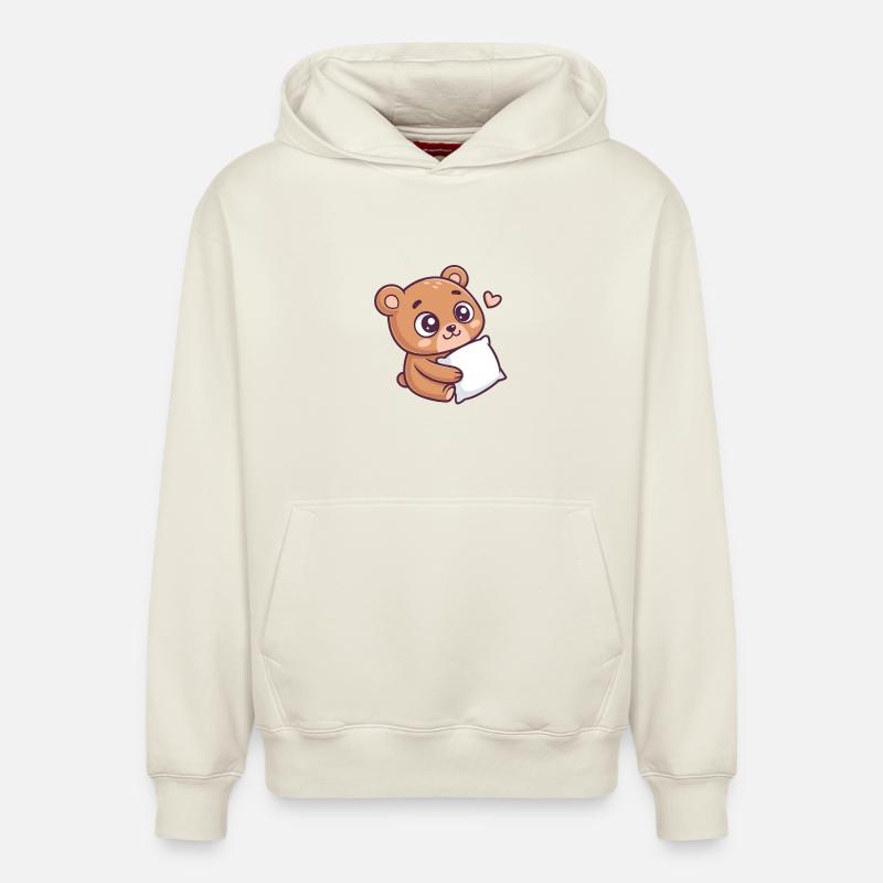 Ourson Doux Câlin Cœur - Sweat à capuche unisexe décontracté en coton biologique – de SPREAD - blanc cassé