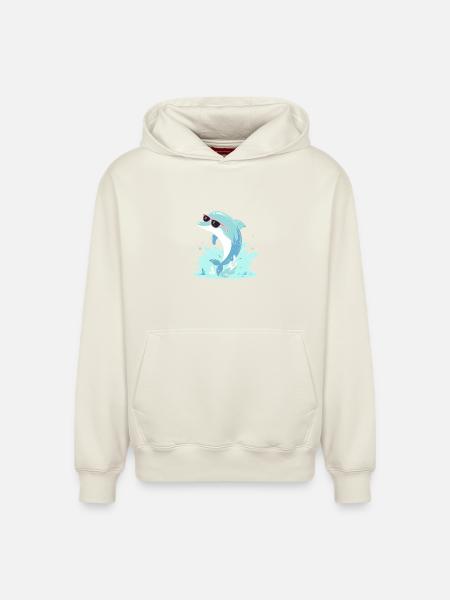 Delfin-Sommer-Pinkbrille - Relaxed Unisex Organic Hoodie – von SPREAD - Naturweiß