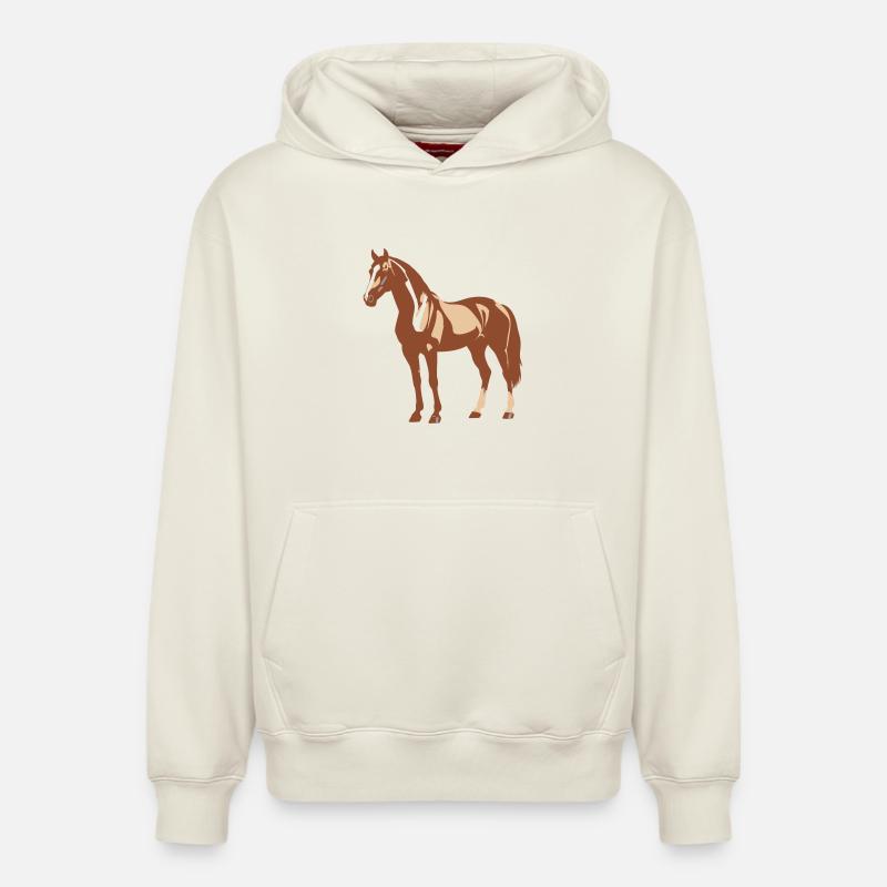 Conception de chevaux - Sweat à capuche unisexe décontracté en coton biologique – de SPREAD - blanc cassé