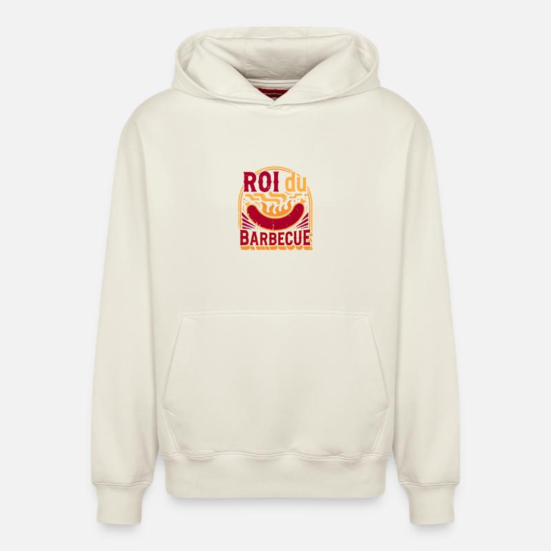 Roi du Barbecue - Sweat à capuche unisexe décontracté en coton biologique – de SPREAD - blanc cassé