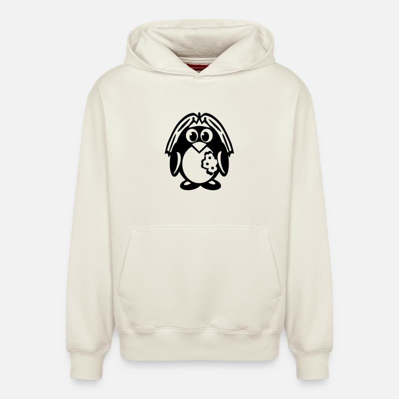pingouin mariée - Sweat à capuche unisexe décontracté en coton biologique – de SPREAD - blanc cassé