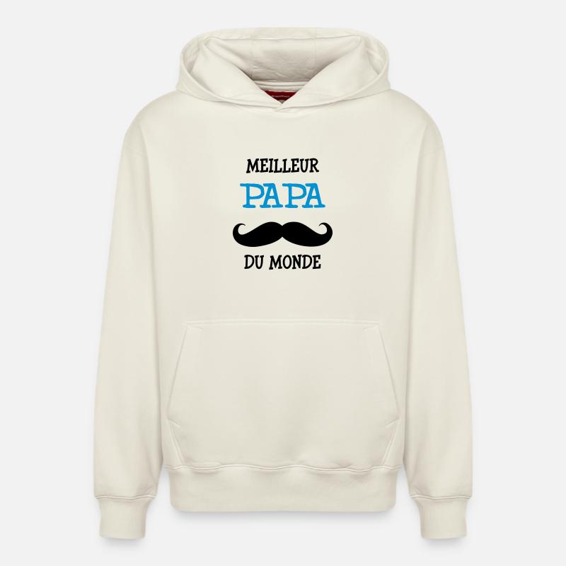 Meilleur Papa du Monde - Sweat à capuche unisexe décontracté en coton biologique – de SPREAD - blanc cassé
