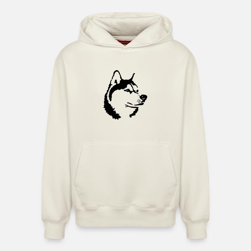 husky - Sweat à capuche unisexe décontracté en coton biologique – de SPREAD - blanc cassé
